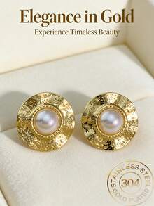 Khuyên tai nữ mạ vàng đính ngọc trai giả, khuyên tai bằng thép không gỉ chống dị ứng, khuyên tai ngọc trai trắng thời trang làm phụ kiện trang sức quà tặng, trang sức ít gây dị ứng phù hợp với tai nhạy cảm. Trang sức nữ thích hợp cho đám cưới, tiệc tùng, khiêu vũ, phong cách retro. - Nhiều màu - Xem 4