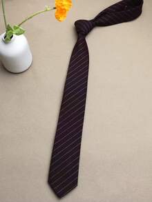 1pc Striped Knitted Necktie, Suitable For Casual Street Style And Daily Wear, British Style - Multicolor - View 5