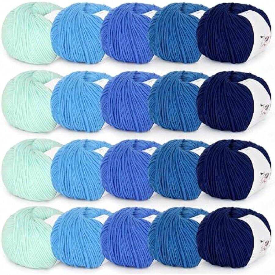 Super Soft Milk Cotton Yarn-Great Crochet And Knitting Starter Kit For Colorful Craft ,20 Skeins Cotton Yarn For Crocheting-55% Cotton 45% Acrylic-4 Medium (Worsted)Local Shipping - 顏色 F - 查看 1