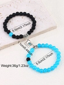 2pcs/Set Glass Heart Magnetic Couple Bracelets
