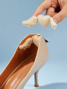 1/2 Pairs Wing-Shaped Heel Protectors, Self-Adhesive, Prevent Heel Slippage And Wear, Adjustable Size, Can Also Be Used As Shoe Decorations, Women's High Heels, Valentine's Day Gift - Beige - View 2