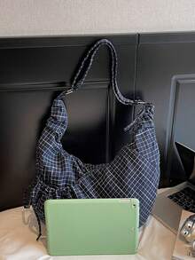 2026新款大容量休闲通勤女包，时尚简约饺子肩斜挎包 - 藍色 - 查看 7