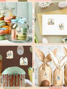 500张/卷 复活节兔子胡萝卜贴纸标签，复活节春季兔子图案标签贴纸，适用于笔记本电脑、水瓶、行李箱、电脑、手机等，复活节礼物装饰，复活节自粘贴纸，适用于DIY礼物、烘焙包装，复活节快乐活动派对包装贴纸，信封贴纸标签，包装封口贴，复活节装饰，礼物包装用品，复活节礼物，派对小礼品 - 查看 12