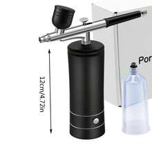 Portable Airbrush Kit With Compressor, Gravity Feed Airbrush, USB Rechargeable Cordless Air Compressor With Cleaning Air Brushes For Painting, Nail Art, Model Coloring, Makeup - Blacklist + Brush - View 3