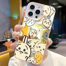 Estuche para teléfono con patrón de panqueques de conejito feliz Compatible con estuches para teléfonos ,  17,  16 Pro Max,  15 Pro Max,  13 y  12 Duradero, a prueba de golpes y elegante Una excelente opción para familiares, amigos, seres queridos, novios/novias y regalos de Navidad y Año Nuevo - Plateado - Ver 2