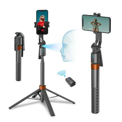 2-In-1 AI Face Tracking Gimbal & 70-Inch Extendable Bluetooth Selfie Stick. Stabilizer Tripod With 360° Adjustable Phone Holder, Suitable For Live Streaming And Photography