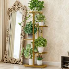 SHENGMAO--2/3/4/5/6-7Tier Plant Stand, Iron Flower Stand,Heavy-Duty Metal Frame, Metal Flower Stand, High-Angle Multi-Tier Plant Rack, Indoor/Outdoor Flower Pot Display Stand. Crafted From Iron With A Sleek, Minimalist Design For Easy Disassembly. This Versatile Stand Fits Seamlessly In Living Rooms, Entryways, Offices, Or Outdoor Patios And Gardens. Available In Multiple Colors. - 金色5層 - 查看 6