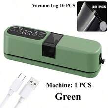 便携式电动真空封口机，适用于厨房食品保鲜和零食袋密封，带充气功能。附赠真空袋，是理想的厨房食品保鲜工具，也是情人节和圣诞节馈赠亲朋好友的绝佳礼物。 - 彩色 - 查看 14