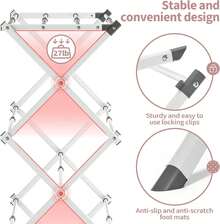 Heavy-Duty Stainless Steel Floor-To-Ceiling Drying Rack, Expandable And Foldable Three-Layer Laundry Drying Rack, Towel Rack, Air Drying Rack, Suitable For Indoor And Outdoor Drying And Hanging, Space-Saving Clothing Drying Rack - White - View 6