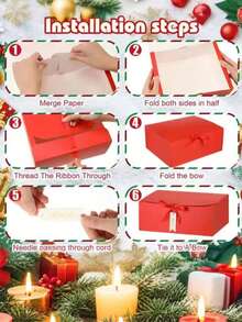 10pcs - Red Gift Box With Lid And Ribbon, Suitable For Bridesmaid Invitation Box, Wedding Gift Box, Birthday Gift Box, Baby Shower Box, Valentine's Day Gift, Etc. - Red - View 6