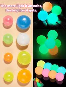 Random Glow Air Squeeze Ball, Suction Cup Wall Sticker Sensory Sticky Ball, Elastic Stress Relief Toy, Air Sticky Ball - Multicolor - View 3