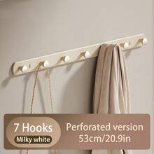 Wall Mounted Coat Rack, White Hooks, Adhesive/Screw Mounted, Stainless Steel Door Hooks, For Hanging Hats, Towels, Clothes, With 4/5/6/7/8 Round Hangers - Multicolor - View 22