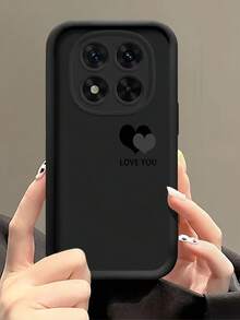 Valentine's Day 1pc Dopamine Love You Stair Frame Phone Case Compatible With IPhone 16/17 Pro Max, Full-Body Shockproof Protective Cover, Minimalist Design, Cute Cartoon Style, Perfectly Protects Your Phone, Compatible With Honor X7/Galaxy A56 5G/Infinix Smart 8/Infinix Hot 40/Transsion Spark 30C/Spark Go 2024/Redmi Note 14 5G/ Moto E22/E22i/OPPO A54 - Black - View 1
