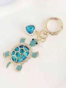 1pc Rhinestone Owl Metal Keychain, Creative Bag Charm, Car Key Chain, Women/Couples Accessory, Small Gift Bag Charms Car Accessories Teacher Friend Sister Gift Ideas - 彩色 - 查看 3