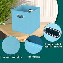 Black Foldable Storage Cubes Bins, Fabric Storage Box Cubes Organizer Baskets With Dual Handles For Home Organizer,Set Of 6,(Blue) - Blue - View 8