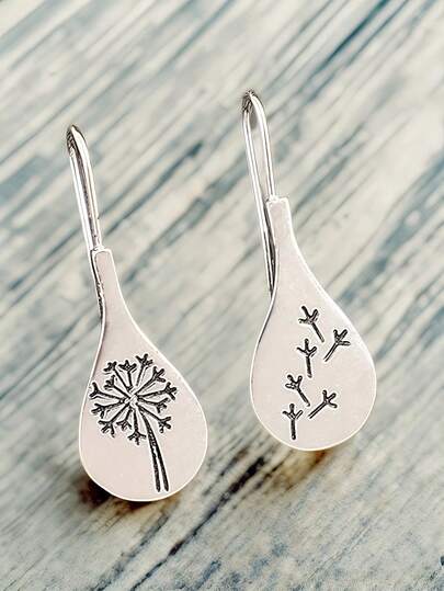 1pair Simple Vintage Frosted Dandelion Earrings