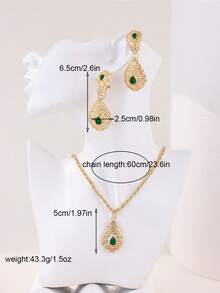 2pcs Women's Earrings & Necklace Jewelry Set, Vintage Palace Style, Rhinestone Inlaid, Middle Eastern Women's Festival Costume Accessories, Bridal Wedding Jewelry Set, Holiday Gift - Multicolor - View 9