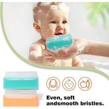 2 PIEZAS Cepillo para costra láctea, Esponja de baño - 2 en 1 Cepillo Esponja Tratamiento del cuero cabelludo, Sensorial y Cuidado del baño - Verde, naranja - Ver 6