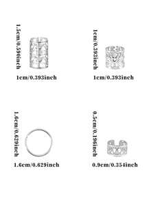 80PCS/Set Vintage Hollow Hair Rings Alloy Hair Cuff Hair Pins Loops Hair Accessories For Girls Loc Hair Jewelry For Braids(Gift,School Stuff) - Silver - View 7
