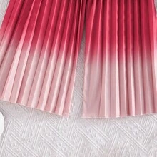 2-częściowy strój dla dziewczynki: bezrękawnik + spodnie z szerokimi nogawkami w kolorze ombre, zdobione czerwonymi guzikami, elegancki, swobodny i stylowy - Wielokolorowe - Zobacz 8