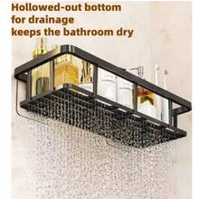 1个免钻孔浴室置物架，厨房收纳架，浴室整理架，适用于浴室收纳、厨房整理、家居收纳、浴室配件、淋浴置物架、浴室家具、厨房配件、浴室配件 - 黑色 - 查看 6