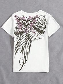 Versatile Casual StyleNoixe Vintage Y2K Cute /EMO Graphic Round Neck Short Sleeve-Shirt Women, Suitable Casual Daily Wear - 白色 - 查看 3
