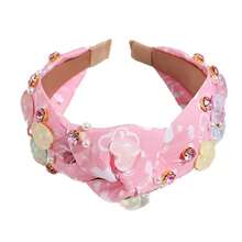 1件装女士时尚心形宽发箍，布艺打结发饰，适合情人节派对，多功能发饰，送给女朋友的礼物，发带，发箍 - 彩色 - 查看 7