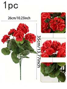 1/2/4pcs Artificial Geranium Shrub - Realistic Pink Flowers With Green Leaves, Suitable For Indoor And Outdoor Decor, Great For Garden, Porch, Patio, Window Box And Hanging Planter, Maintenance-Free Artificial Outdoor Floral Shrub