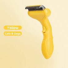 Stainless Steel Dog Deshedding Brush - Floating Grooming Brush, Designed For Long-Haired Breeds, One-Click Tangle-Free, Ergonomic Handle, Battery-Free Pet Grooming Essential, Pet Grooming Tool, Dog Deshedding Brush, Double-Layer Dog Brush, Fashionable Design, Rust-Resistant Material, Sturdy Construction, Suitable For All Dog Breeds - Green - View 11