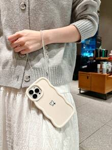 1pc Big Wave Dopamine Small Double Heart + 3pcs Heart Wrist Strap Phone Case Compatible With IPhone 17 Promax/Redmi Note 14 4G/Galaxy A56/Infinix Hot 30/ Moto E30/Smart 7, Smart 8/Honor X7, X8, X8A, X8B, X8C - White - View 3