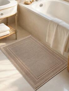 DAJIANG Bộ 1 Thảm và khăn tắm phòng tắm màu kaki cổ điển sang trọng - Thảm tắm/bồn tắm bằng cotton thấm hút tốt, kiểu khách sạn/spa [Không phải thảm trải sàn phòng tắm] Thảm chùi chân, thảm nhà bếp/thảm trang trí nhà cửa, thảm đầu giường, thảm có thể giặt máy, dễ vệ sinh, mặt sau chống trượt, thích hợp cho phòng ngủ, phòng tắm, trang trí mùa đông, trang trí ngày lễ tình nhân, trang trí phòng ngủ ngày lễ, thảm trang trí, phụ kiện phòng tắm, bộ trang trí phòng. - Màu be - Xem 2