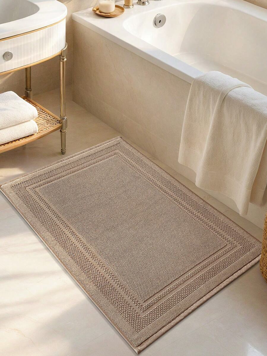 DAJIANG Bộ 1 Thảm và khăn tắm phòng tắm màu kaki cổ điển sang trọng - Thảm tắm/bồn tắm bằng cotton thấm hút tốt, kiểu khách sạn/spa [Không phải thảm trải sàn phòng tắm] Thảm chùi chân, thảm nhà bếp/thảm trang trí nhà cửa, thảm đầu giường, thảm có thể giặt máy, dễ vệ sinh, mặt sau chống trượt, thích hợp cho phòng ngủ, phòng tắm, trang trí mùa đông, trang trí ngày lễ tình nhân, trang trí phòng ngủ ngày lễ, thảm trang trí, phụ kiện phòng tắm, bộ trang trí phòng.