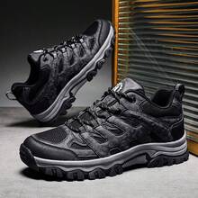 Outdoor Lace-Up Hiking Shoes, Breathable Non-Slip Casual Shoes - Black and Gray - View 17