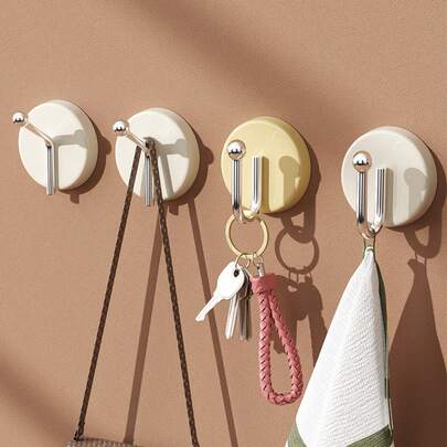 1pc No Drill Seamless Adhesive Hook, Bathroom Door Towel Hanger, Kitchen Dorm Cute Hat Wall Mount Clothes Hanger