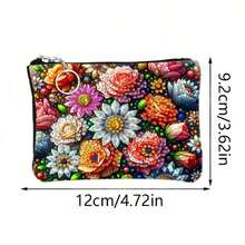 1 pieza Monedero con cremallera de pintura de diamantes floral DIY - Tamaño: 12cm*9.2cm/4.72in*3.62in, Patrones de mariposa, pavo real, gato, perro, Cartera de pintura de diamantes de cuero de PU, Adecuado para uso diario, viaje y almacenamiento, Monedero de monedas mini de moda y portador de tarjetas, Gran regalo para mujeres, amigos y familiares en cumpleaños, bodas, Acción de Gracias, Navidad, Año Nuevo y otras ocasiones - Multicolor - Ver 3