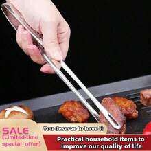 Stainless Steel Food Tongs, Long Handle Non-Slip BBQ Tongs, Steak Tongs, Kitchen Cooking Utensils, Economic Kitchen Tongs, Stainless Steel BBQ Tongs, Tongs For Grill, Meat Clamp, Cooking Tweezers, Food Utensils, Kitchen Tools - Silver - View 9