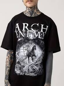Arch Enemy My Apocalypse T Shirt The Best Gifts For Various Festivals And Gatherings Such As Christmas, Easter, Halloween, Valentine's Day, New Year's Day, Etc., For Relatives, Friends And Loved Ones - Black - View 2