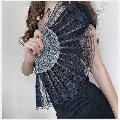 European Retro Lace-Trimmed Women's Fans, Summer Orchid Fans, Dance Performances, Photography Props, Folding Fans, Red Festive Gifts For The Spring Festival, Valentine's Day Gifts,Spring Summer Picks,Brides Maid Gifts,Room,Bedroom Deccor,Bedroom Deccor,Beach,Travel,For Men,For Women,Vacation