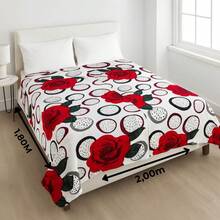 Double Bed Soft Microfiber Blanket With Print, 2.00x1.80m, Soft, Comfortable And Cozy Touch, Beautiful Print Options - Thanh long/Hoa đỏ - Xem 4