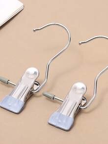 5 Pieces Of Stainless Steel Clothes Clip, Laundry Clothes Nail With Hook, Portable Hanging Clothes Clip, Wardrobe Organizer, Hanger,Towel Clip | Pants Rack | Laundry Clip, Skirt Hanger With Clip,Space-SavingRotating Clips For Efficient Wardrobe Organization,, Clothespins Hook