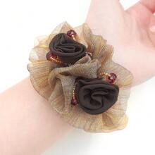 1pc Sheer Elegant Stretchy Scrunchie Band, Compatible With Apple Watch Band 49/45/44/42/41/40/38mm, Compatible With IWatch Series Ultra/SE/8/7/6/5/4/3/2/1 - Rust Brown - View 4