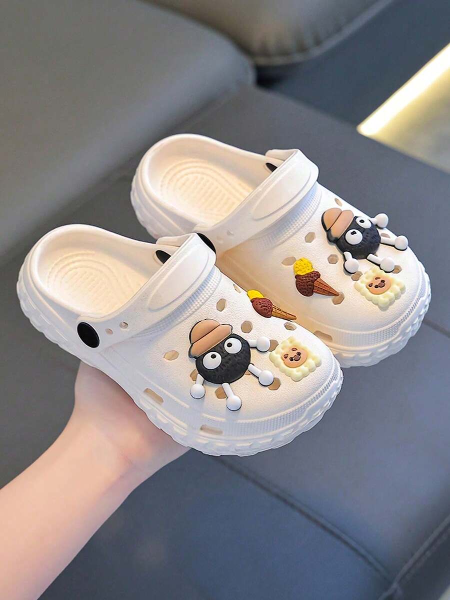 1双EVA儿童透气防滑舒适凉鞋，男女通用幼儿沙滩拖鞋 - 白色 - 查看 1