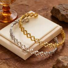 Fashionable Minimalist Gold/Silver Four-Leaf Clover Bracelet, Stainless Steel Open Adjustable Bangle For Women, Suitable For Daily Wear, Music Festivals, Parties, Women's Jewelry Gift - Four-leaf Clover Bracelet - View 1