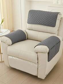 Ultrasonic Dust-Proof Anti-Slip Recliner Cover, Minimalist Solid Color Armchair Armrest Towel, Single Sofa Combination Lumbar Pillow - Multicolor - View 26