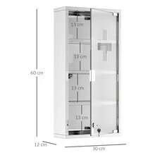 Medicine Cabinet, First Aid Cabinet With Lock, Stainless Steel, 30 X 12 X 60 Cm