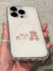 New Fashion Bow Table Bear Soft Phone Case Compatible With IPhone 17 Pro Max 17 Pro 16 Pro Max 17 Air 14 Pro 13 12 Pro 15 Plus 11 13 Dreamy Chain Glossy Jelly Back Cover - White - View 6