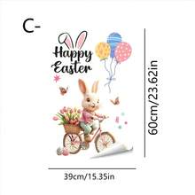 1/3pcsHappy Easter Bunny Window Stickers, Removable Electrostatic Glass Decals For Spring Home Kitchen Bedroom Decor - Multicolor - View 12