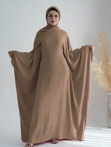 1pc Solid Color Soft & Breathable Muslim Islamic Loose Abaya (Without Headscarf), Comfortable For Women's Daily Wear And Prayer, Suitable For All Seasons - Nhiều màu - Xem 10