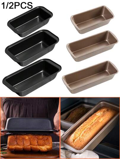 1/2 Loaf Pan, Gold/Black Bread Baking Pan, Carbon Steel Rectangular Bread Mold, Large/Medium/Small Pound Cake Mold, Non-Stick Toast Box, Small Banana Bread Mold, Pound Cake Baking Tray Tools, Suitable For Baking Pizza, Meat Pie, Homemade Sourdough And Sandwich Bread | Household Party Birthday Cake Making, Easy To Clean, Home Baking Tools
