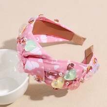 1件装女士时尚心形宽发箍，布艺打结发饰，适合情人节派对，多功能发饰，送给女朋友的礼物，发带，发箍 - 彩色 - 查看 8